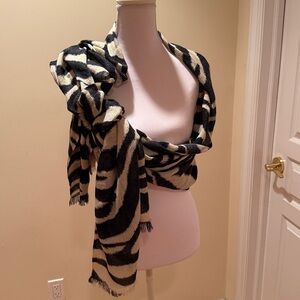 Zebra Print Women's Shawl/Scarf with shimmer and fringe, gorgeous and soft